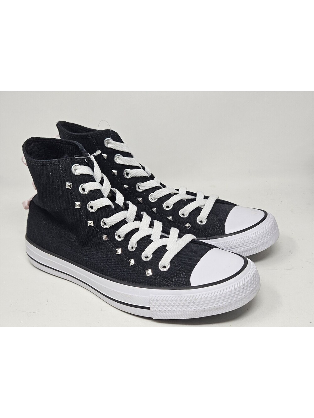 Unisex CONVERSE CTAS HI Bow Studded BLACK / PINK FROSTING (A16447F) Sz 7